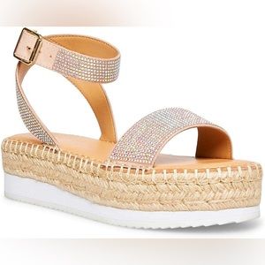 Madden Girl Womens Rhinestone Platforms Ankle Strap Sandals